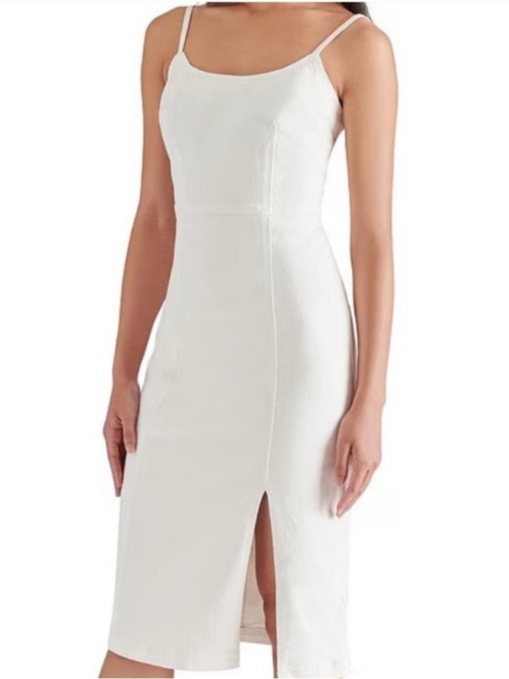 Steve Madden White Spaghetti-Strap Midi Dress with Front Slit